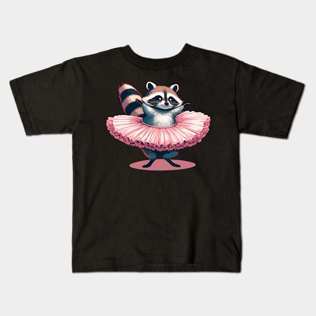 Cute Raccoon Ballet Dance Funny Ballet Kids T-Shirt by KsuAnn